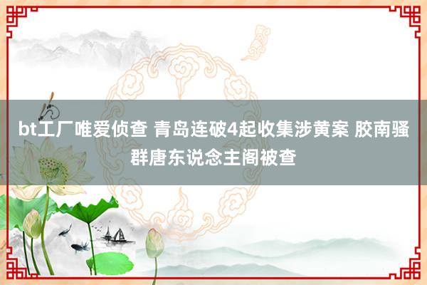 bt工厂唯爱侦查 青岛连破4起收集涉黄案 胶南骚群唐东说念主阁被查