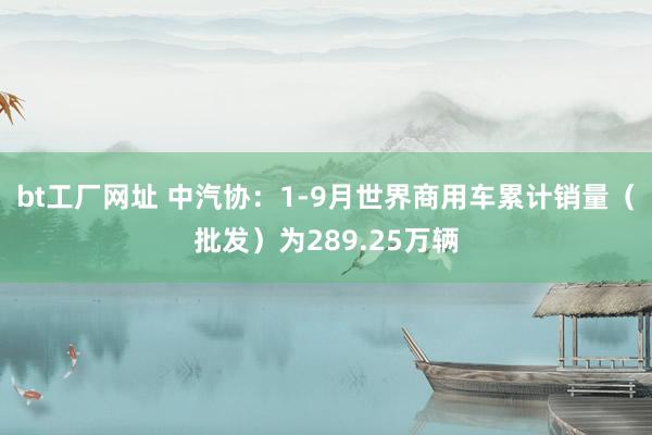 bt工厂网址 中汽协：1-9月世界商用车累计销量（批发）为289.25万辆