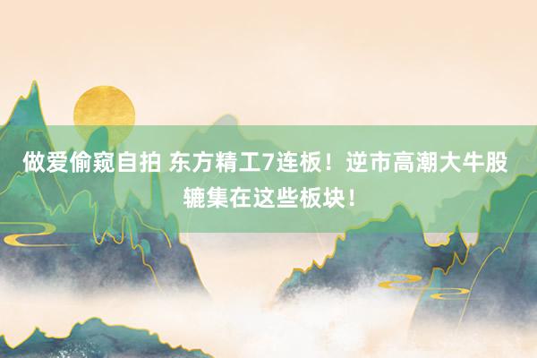 做爱偷窥自拍 东方精工7连板！逆市高潮大牛股 辘集在这些板块！